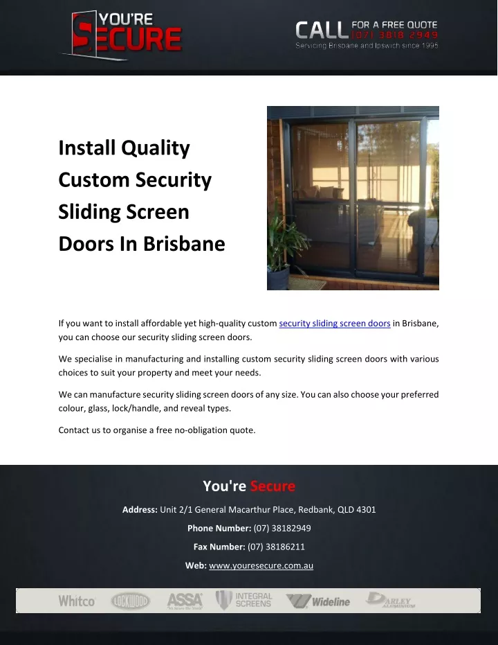 install quality custom security sliding screen