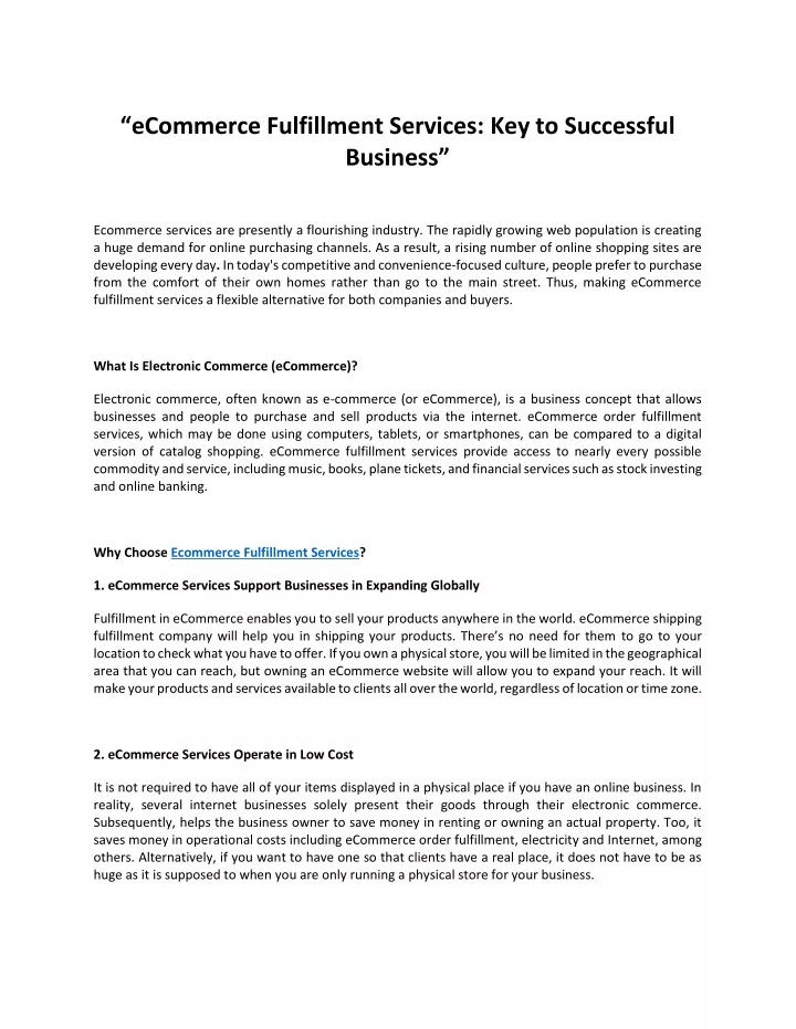 ecommerce fulfillment services key to successful