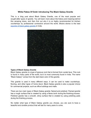 White Flakes Of Gold_ Introducing The Black Galaxy Granite