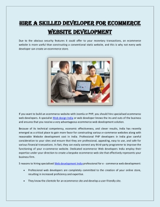 Hire A Skilled Developer For Ecommerce Website Development