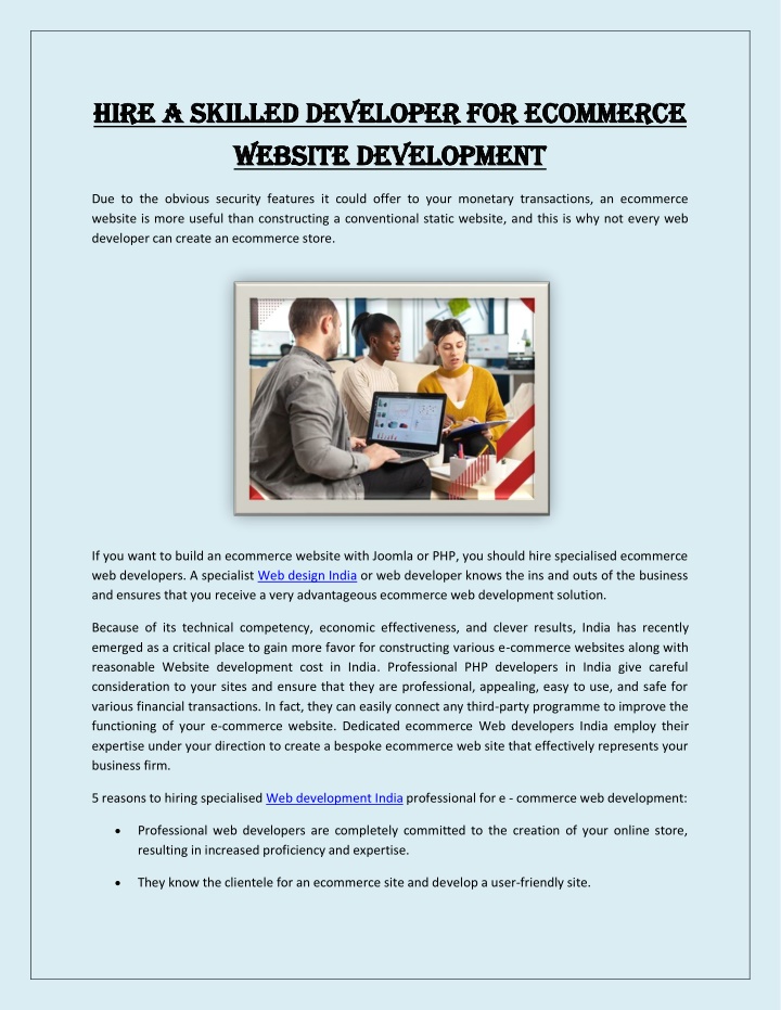 hire a skilled developer for ecommerce hire