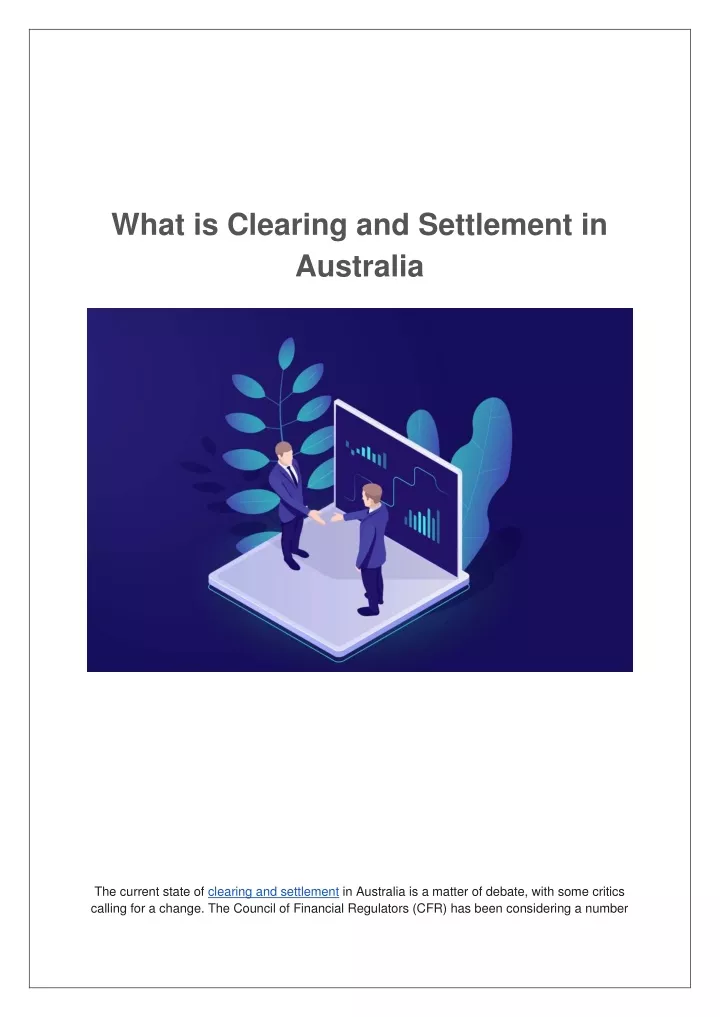 what is clearing and settlement in australia