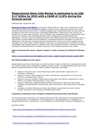 mesenchymal stem cells market is estimated