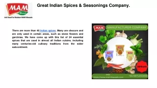 Great Indian Spices & Seasonings Company