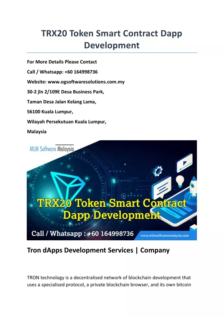 trx20 token smart contract dapp development
