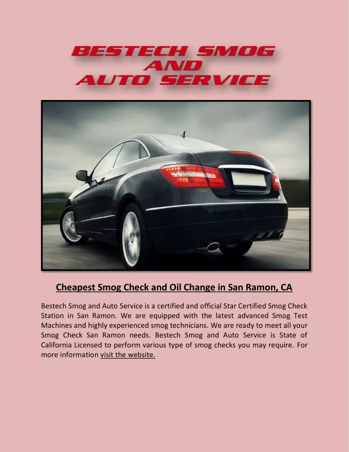 cheapest smog check and oil change in san ramon ca