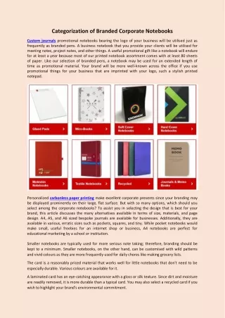 categorization of branded corporate notebooks