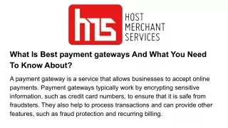 what is best payment gateways and what you need