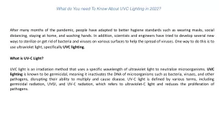 what do you need to know about uvc lighting