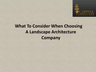 what to consider when choosing a landscape