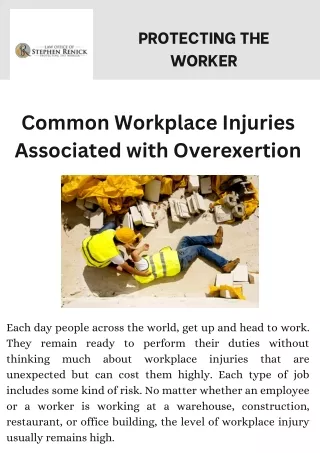Common Workplace Injuries Associated with Overexertion
