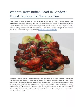 PDF Want to Taste Indian food In London, Forest Tandoori Is There For You.