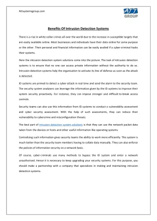 Benefits of Intrusion Detection Systems