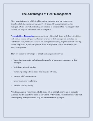the advantages of fleet management