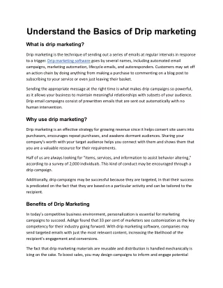 understand the basics of drip marketing