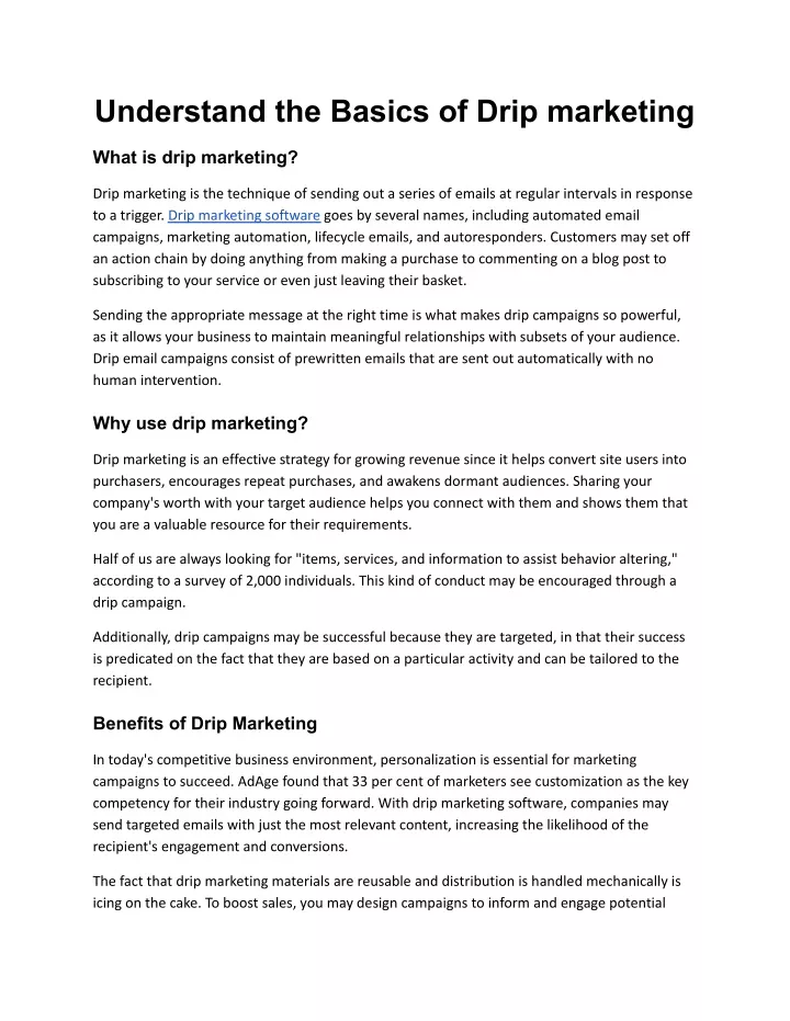 understand the basics of drip marketing