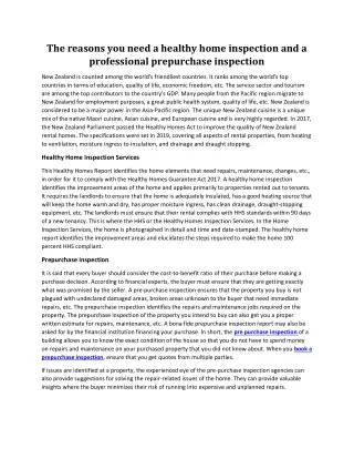 The reasons you need a healthy home inspection and a professional prepurchase inspection