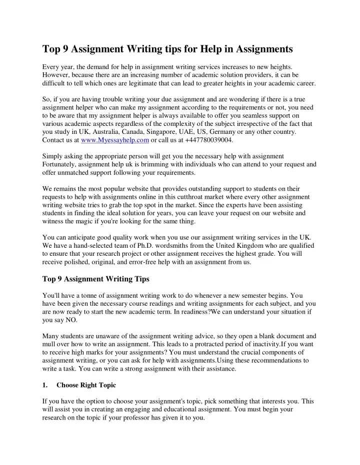 top 9 assignment writing tips for help