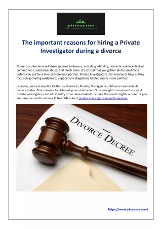 The important reasons for hiring a private investigator during a divorce 