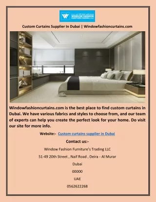 Custom Curtains Supplier In Dubai | Windowfashioncurtains.com