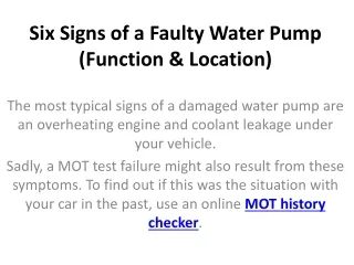 six signs of a faulty water pump function location