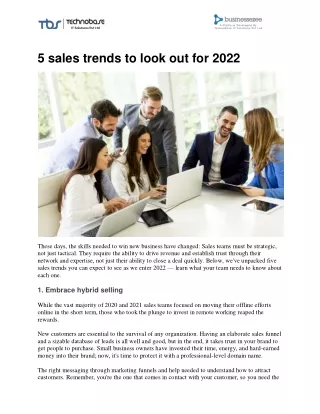5 sales trends to look out for 2022 | Businessezee