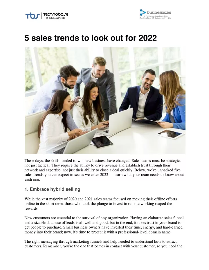 5 sales trends to look out for 2022