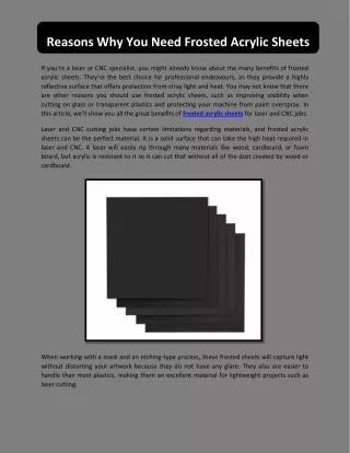 reasons why you need frosted acrylic sheets