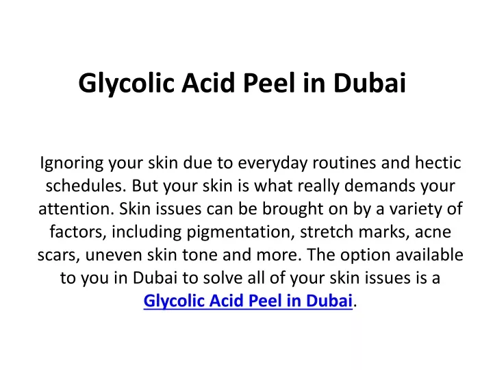 glycolic acid peel in dubai