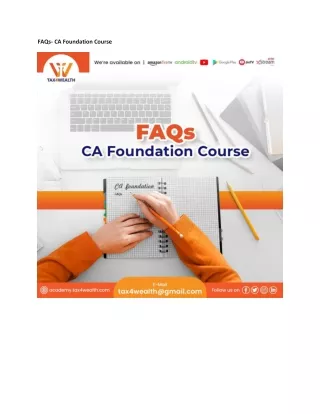 FAQs Ca Foundation Course