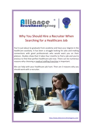 Why You Should Hire a Recruiter When Searching for a Healthcare Job