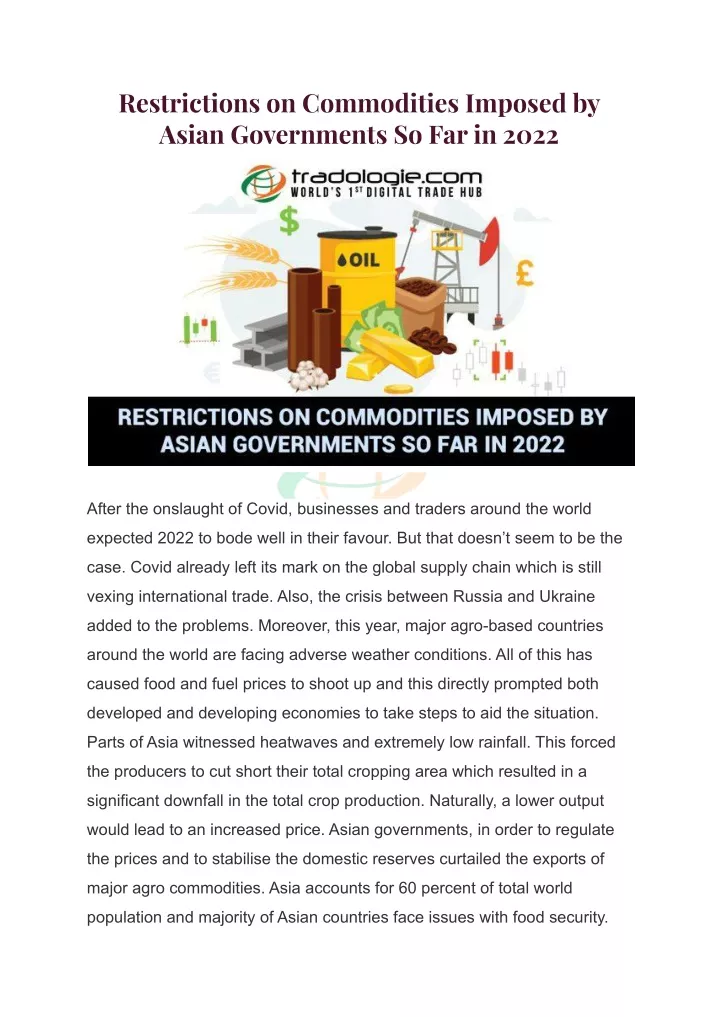 restrictions on commodities imposed by asian