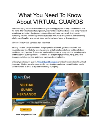 What You Need To Know About VIRTUAL GUARDS