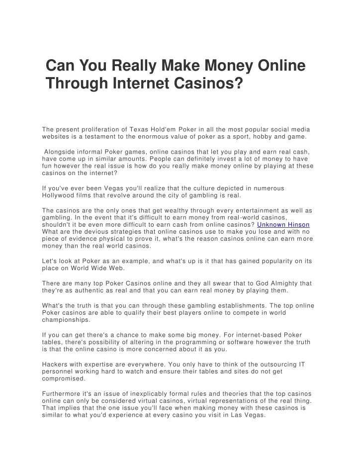 can you really make money online through internet