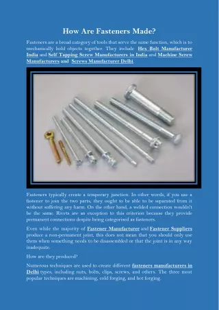 how are fasteners made