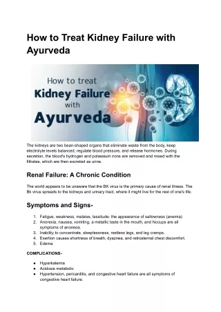 How to Treat Kidney Failure with Ayurveda