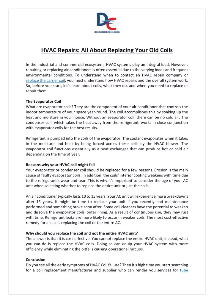 hvac repairs all about replacing your old coils