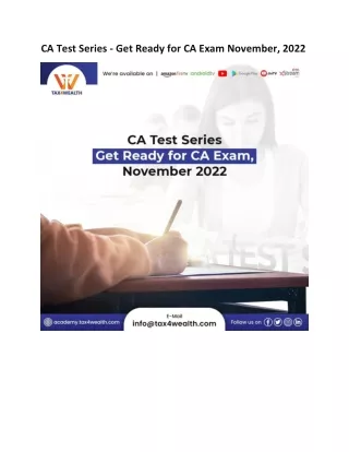 CA Test Series - Get Ready for CA Exam November, 2022