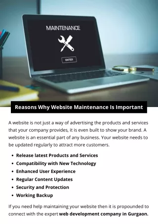 reasons why website maintenance is important