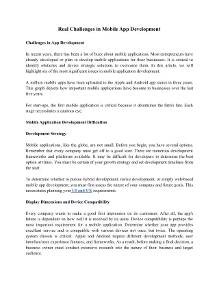 real challenges in mobile app development