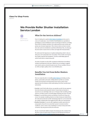 We Provide Roller Shutter Installation Service London
