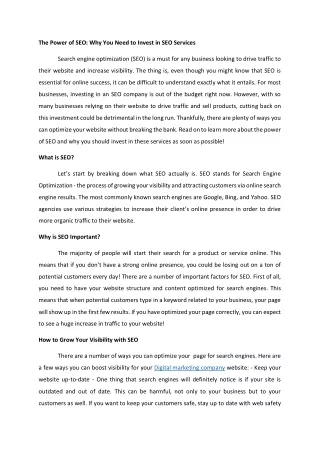 the power of seo why you need to invest