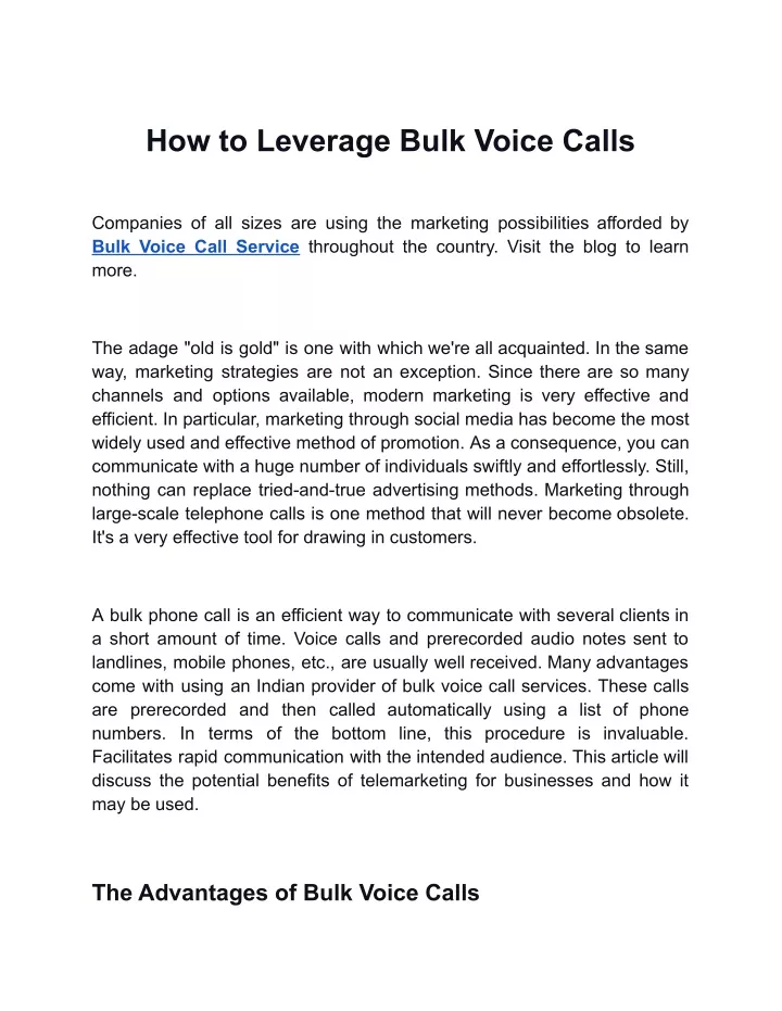 how to leverage bulk voice calls