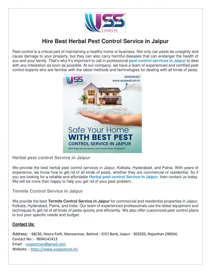 hire best herbal pest control service in jaipur