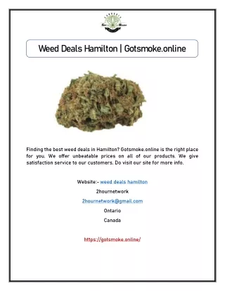 Weed Deals Hamilton | Gotsmoke.online