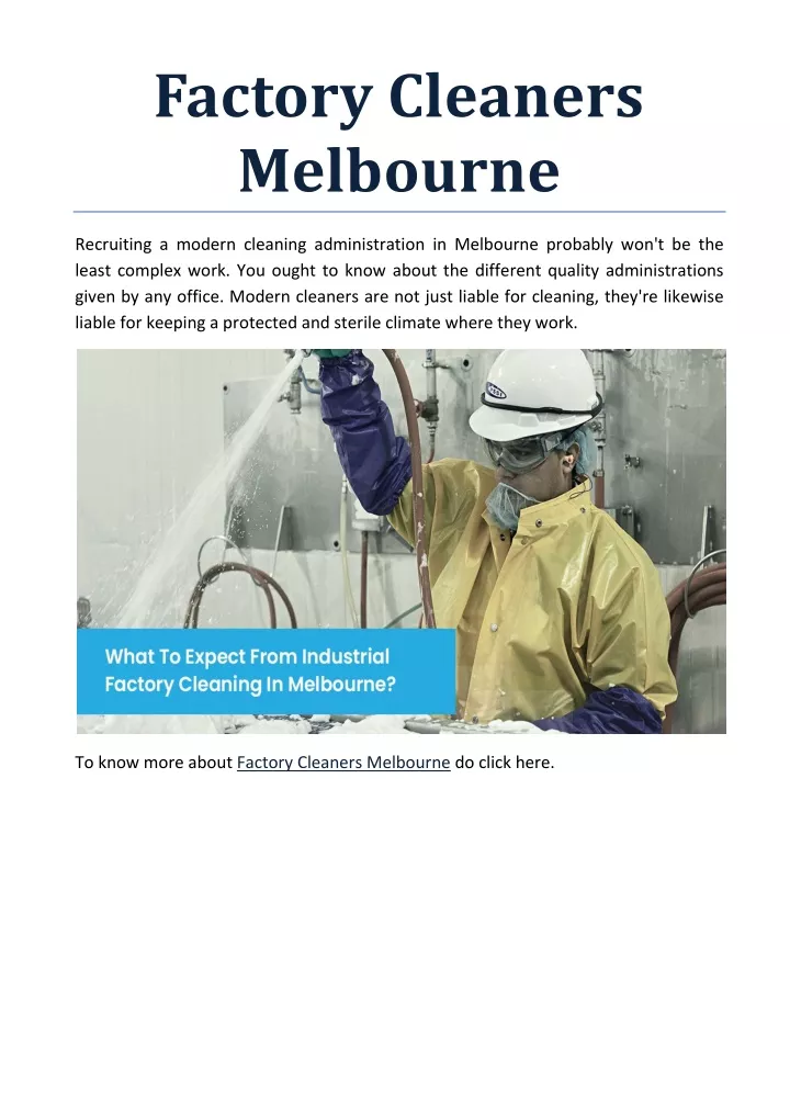 PPT Factory Cleaners Melbourne PowerPoint Presentation, free download