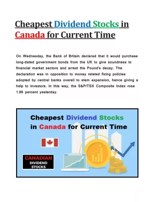 cheapest dividend stocks in canada for current
