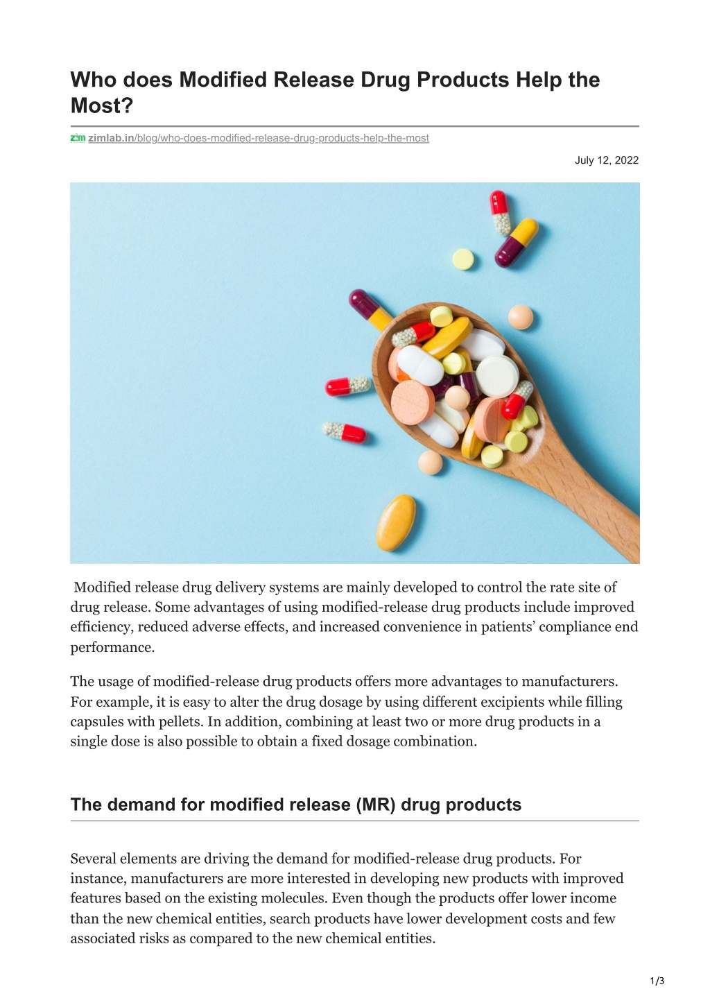 PPT - zimlab.in-Who does Modified Release Drug Products Help the Most ...