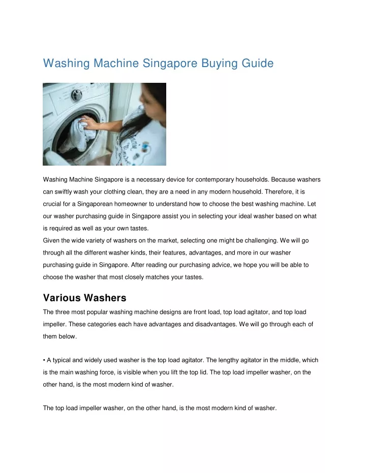 washing machine singapore buying guide