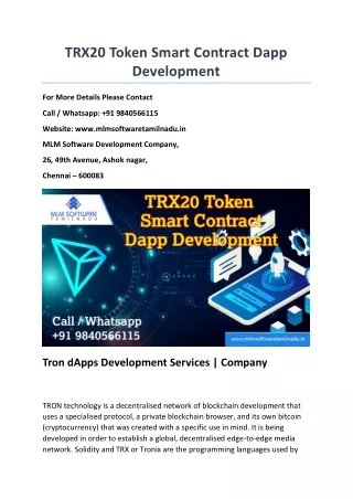 trx20 token smart contract dapp development